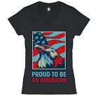 Proud to Be an American Women's V-Neck T-shirt 4th of July Bald Eagle USA Tee