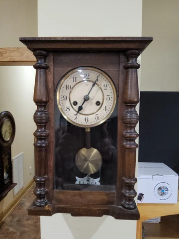 Antique HAC Hamburg American Clock Co Regulator Pillar Wall German Time Strike Cover