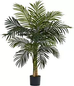 4FT Artificial Golden Cane Palm Tree – Faux Indoor Plant for Home & Office Decor - Picture 1 of 12