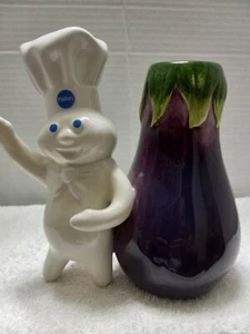 Pillsbury Doughboy mit Auberginenvase / Utensilienhalter von Simson 2004 🎁 - Bild 1 von 16