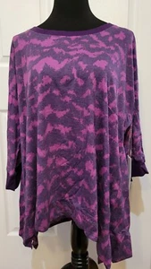 LuLaRoe Cozy Kate 3/4 Sleeve Shirt Size 2X 2XL Beautiful Purple Pattern NWT - Picture 1 of 5