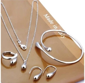 5 Piece Womens Silver Tear Drop Jewelry Set - Picture 1 of 6