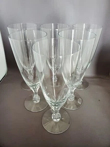 6 MCM Orrefors Kristall Schweden Krönungsmuster Pilsners oder Eistee 7 1/2 Zoll groß - Bild 1 von 3