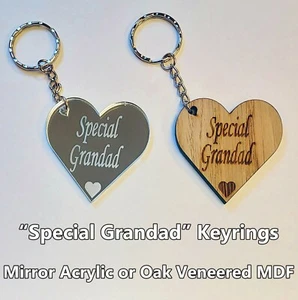 Special Grandad Keyring Custom Gift Wood Acrylic Engraved Bespoke Heart Present - Picture 1 of 3