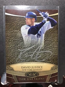 2019 Topps Tier One Talent Autografo ARGENTO Inchiostro DAVID JUSTICE Auto #/10 Yankees - Foto 1 di 2