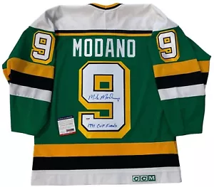 MIKE MODANO SIGNED & INSCRIBED CCM NORTH STARS 1991 STANLEY CUP JERSEY PSA COA - Picture 1 of 5