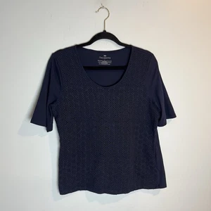 Top donna Talbots blu navy con dettaglio frontale ricamato taglia L - Foto 1 di 5