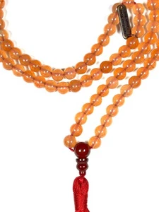 Orange Agate Mala Beads Necklace – 8mm, 108 Beads with Carnelian Guru Bead - Picture 1 of 9