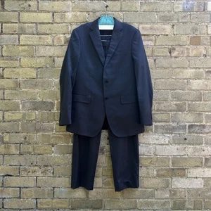 Cerruti 1881 Virgin Wool Pinstripe Suit Size L C44 W34 Dark Grey Mens 2 Piece  - Picture 1 of 10