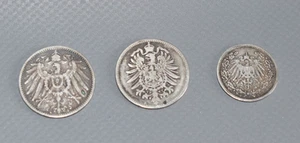 2 x 1 Mark & 1/2 Mark- Kaiserrreich - 1898 & 1875 & 1906 Silber Fach #A5 - Bild 1 von 9