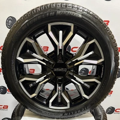 NEW GMC Sierra 1500 EV Denali 24” OEM Machined Gloss Black Wheels And Tires - Image 1 of 4