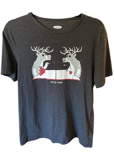 Camiseta Navidad Ciervo Pong Mujer Talla M Mezcla Algodón Azul Marino Antiguo - Imagen 1 de 6