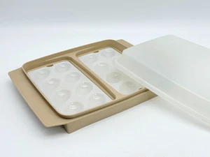 4 Stück Vintage hellbraun Tupperware Teufel Eierbehälter Behälter 2 Schalen #722 #723 #665 - Bild 1 von 4