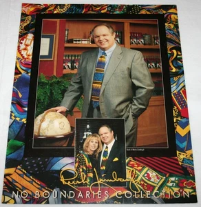 Vintage RUSH LIMBAUGH No Boundaries Tie Collection PROMO DISPLAY POSTER FLAT - Picture 1 of 2