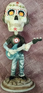 Day of the Dead Skeleton Guitarist Figurine – Sugar Skull Bobblehead Style Decor - Picture 1 of 3