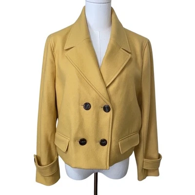 Blazer Abrigo Anthropologie Cartonnier Grande Lana Mostaza Recortado LUISA Guisante Foto 1 de 4