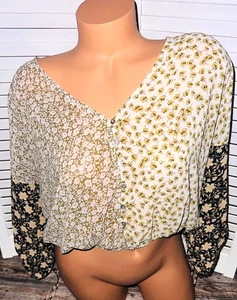 Boho Bauern Bluse Shirt Top von Together Indie SMALL Landhaus Kern Blumen - Bild 1 von 3