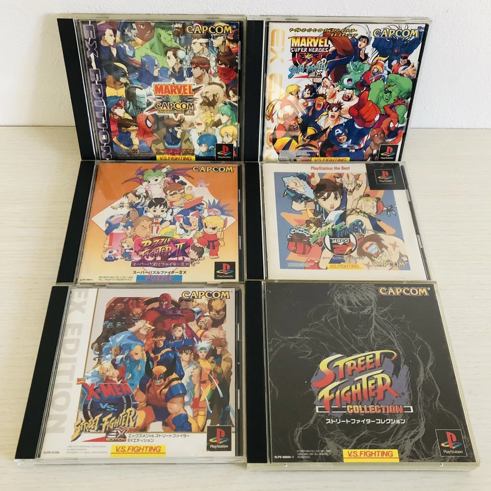 PS1 Marvel Super Heroes vs. Street Fighter EX Collection set of 6 Capcom - Image 1 of 4