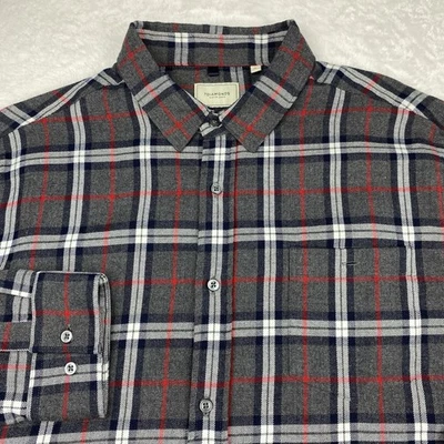 7 Diamonds Men’s XL Flannel Shirt Gray Black Red Plaid Regular Fit Long Sleeve  - Image 1 of 4