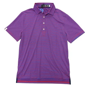 RLX Ralph Lauren Men's Golf Polo Shirt Size Medium Blue Red Striped - Picture 1 of 8