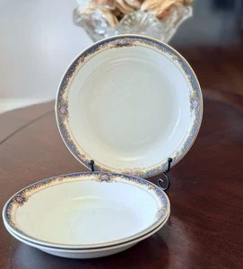 VTG WH Grindley Floral Rim England China Ivory Soup Cereal Bowls 8”, Set Of 3 - Picture 1 of 6