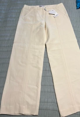 Nuevo con etiquetas Pantalón Plano Max Mara Marfil Talla 10 Dinero Antiguo Hecho en Italia Algodón $350+ Foto 1 de 4