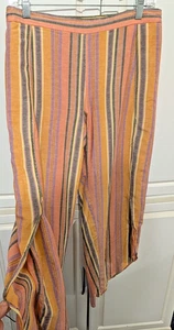 Drew Anthropologie Whitney Linen Blend Striped Tulip Pants Women Medium DDD-3 - Picture 1 of 13