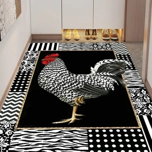 Rustic Chicken Rooster Rugs 6ftx9ft Black White Rooster Indoor Print Area Rug... - Bild 1 von 6