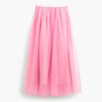 NUEVO CON ETIQUETAS J.Crew Falda de Pelota de Tul en Neón Rosa Orquídea Plisado Cinta Cinturón Línea A 8 Foto 1 de 4