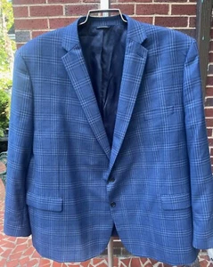 Ralph By Ralph Lauren Blue Wool/Poly Blend Plaid Blazer Jacket Size 56L - Picture 1 of 10