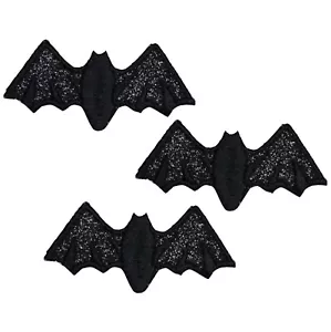 Black Bat Applique Patch - Sparkly Halloween Badge 2" (3-Pack, Iron on) - Picture 1 of 1