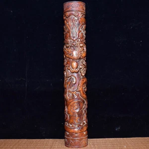 Antigua columna china de aromaterapia en relieve de palo de rosa con forma de dragón olla de incienso - Imagen 1 de 5