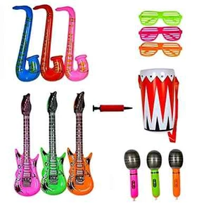 Inflatable Instruments Party Pack - 3 Guitar, 3 Microphones, 3 Saxophone & Drum - Picture 1 of 4