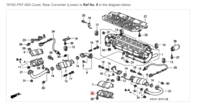 Cubierta NSX HONDA ACURA GENUINA OEM, convertidor trasero (inferior) ☆ 18183-PR7-A50 ☆ Foto 1 de 2