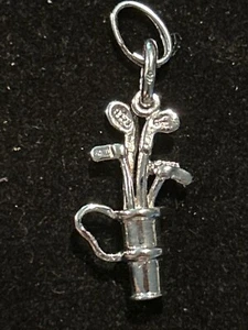 STERLING SILVER WHIMSICAL 3D GOLF BAG DANGLE CHARM - Picture 1 of 6