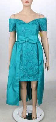 Vestido Bill Levkoff Vintage Años 80 90 Turquesa Dama de honor Fiesta Baile de graduación Talla 19/20 Nuevo con Etiquetas Foto 1 de 4