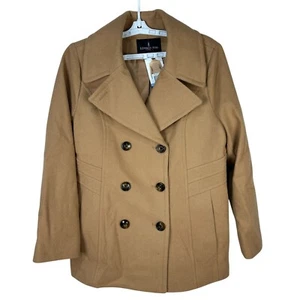 London Fog Womens Camel Double-Breasted Wool Blend Peacoat Size Large - Picture 1 of 7