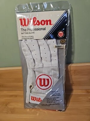 Wilson винтажный профессиональный (L/H) ватин перчатки - взрослый маленький новый из старых запасов белый/красный - Изображение 1 из 4
