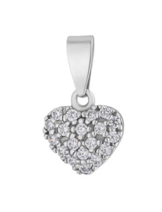 Argento 925 Ciondolo Cuore con Zirconia Argento - Foto 1 di 4