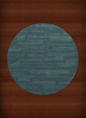 Blue Transitional Hand Hooked Squares Rectangles Boxes Area Rug Patchwork DV6 - Image 1 of 2