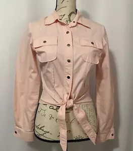 FORWEAR NEW YORK Pink Embroidered Snap Tie Top Blouse Size Med Cropped Cowgirl - Picture 1 of 16