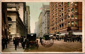 Chicago IL Dearborn Street Scene Old Cars Horse Carts People c1908 Postcard DB - Picture 1 of 2