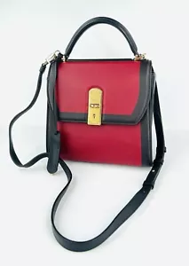 Salvatore Ferragamo Boxyz Top Handle Gancini Logo Two Tone Leather Shoulder Bag - Picture 1 of 20