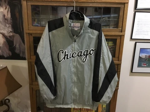 Chicago White Sox MAJESTIC Gray/Black SCRIPT Full Zip Windbreaker Jacket SZ XXL Cover