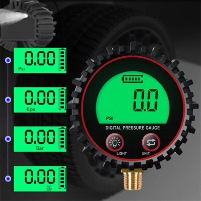 High Digital Gas Pressure Gauge with 1/4'' NPT Bottom Connector Rubber Protector