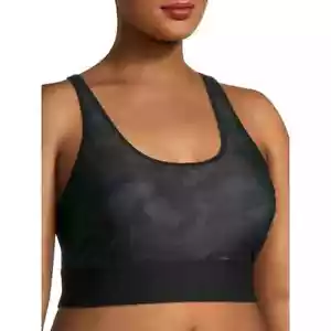 Athletic Works Women's Plus Long Aline Strappy Sports Bra Size 3X Black --C8-- - Picture 1 of 5