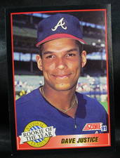 1991 Score Rookie of the Year Dave Justice Baseball Card #880 (002)
