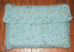 Handmade Blue Tweed Book Bible Journal Cover Crochet Sleeve Kindle Tablet Pouch - Imagen 1 de 6