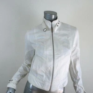 Diane von Furstenberg Moto Jacket Speedracer White Cotton Size 4 - Picture 1 of 9