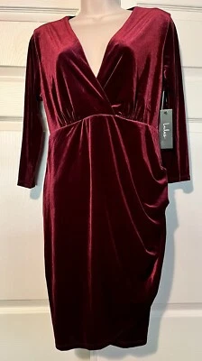 Lulu Red Wine Velvet Tulip Dress - Image 1 of 4